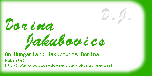 dorina jakubovics business card